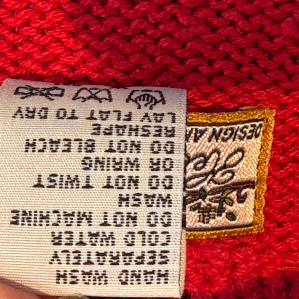 Vintage Heirloom Collectibles Cardigan Red Floral Beaded Sweater Small Petite - Picture 12 of 12